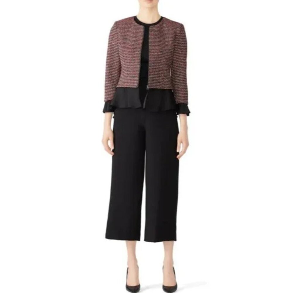 Slate & Willow Ruffle Trim Tweed Jacket. Size 8